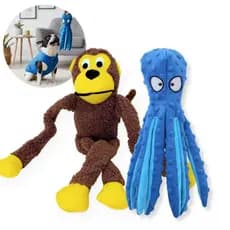 Kit Brinquedo Polvo Macaco Pet Pelúcia Colorido Apito Som Octpus Cães Gato Animais Cachorro