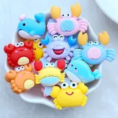 10 Peças Caranguejo Caranguejo Fofo de Cartoon Fofo de Resina Série Dolphin Flower Acessórios de Artesanato de Bricolage