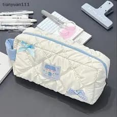 tianyuan111 Bolsa De Armazenamento De Caneta Com Zíper Laço Azul , Grande Capacidade , Papelaria , Estojo De Lápis , Mat