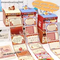 [Dreaming] 1/2 Caixas De Fita Retrátil Stiy Note De Pônei Fofo Tem Stiness Tearable Paper Cartoon Message Notes Papelari