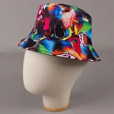 Chapéu Bucket Reversível com Estampa Colorida de Graffiti, Estilo Coreano, Ideal para Presentes de Ano Novo e Dia dos Na