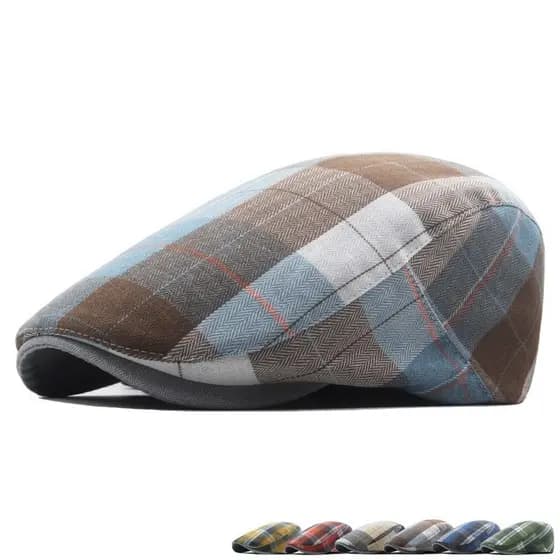 Quatro Estações Algodão Listrado Impressão Newsboy Bonés Plana Pico Boné Masculino E Feminino Pintor Boina Chapéus