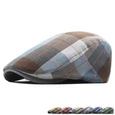Quatro Estações Algodão Listrado Impressão Newsboy Bonés Plana Pico Boné Masculino E Feminino Pintor Boina Chapéus