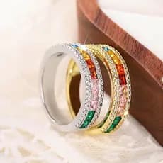 Elegante nicho Design requintado colorido zircão anel feminino único elegante All-Match acessórios de mão viagem diária