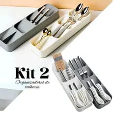 Kit 2 Porta Talheres Gaveta Organizador Separador Cozinha Colher Garfo Faca Divisória Pratico Casa
