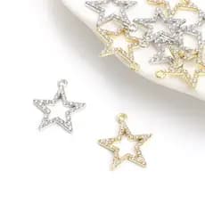 10pcs Crystal Rhinestone Pentagrama Encanta Moda E Acessórios Simples Colares Unisexo