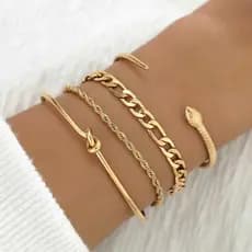 Inoxidável Novo Aço Cobra-Nó Aberto Pulseira Minimalista Punk Corrente Luxuoso Multi-Camada Empilhável Conjunto De Jóias