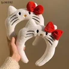 [ljc] Kawaii Hello Kitty Pelúcia Anime Sanrio KT Cat Hairband Acessórios Para Cabelo Meninas Headwear Presente De Ano No