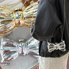 Bolsas Com Corrente De Batom Dourado/Prateado-Bolsa De Acrílico Espelho-Moda , Elegante , Versátil-Para Maquiagem Femini