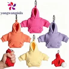 YONGWANG Mini Chaveiro Com Capuz , Portátil Bola De Estresse Design De Moletom , Pingente De Bolsa De Apertar Macio