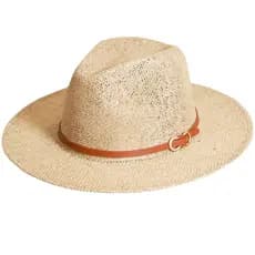 Chapéu de Juta Bandinha Couro Sintético Australiano Country Masculino Feminino Agro Praia Premium