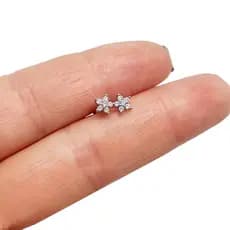 Piercing Mini Flor Delicada Dupla Tragus C/ Pedra Aço