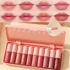 Conjunto de Brilho Labial Dragon Ranee: Brilhante, Matte Aveludado, Hidratante e à Prova de Manchas, 10 Peças