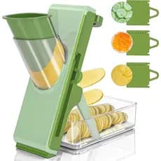 Cortador Mandoline Eletronova Safe para Cozinha, Cortador de Legumes com Recipiente, Cortador de Batatas Fritas, Cortado