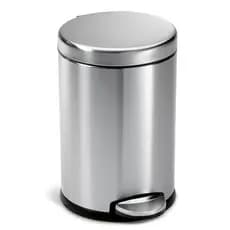 simplehuman Lixeira Redonda com Pedal, 4,5L / 1,2 Galão, Compacta para Banheiro, Pedal com 150.000 Acionamentos, Tampa c