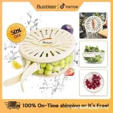 Cesto de Drenagem Multiuso com Furos Finos e Alças (para Frutas e Vegetais) - Utensílios de Cozinha de Plástico Sem BPA