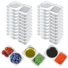 20 Conjuntos de Recipientes para Lanches Reutilizáveis com Tampas, Recipientes com 2 Compartimentos para Molhos para Ref
