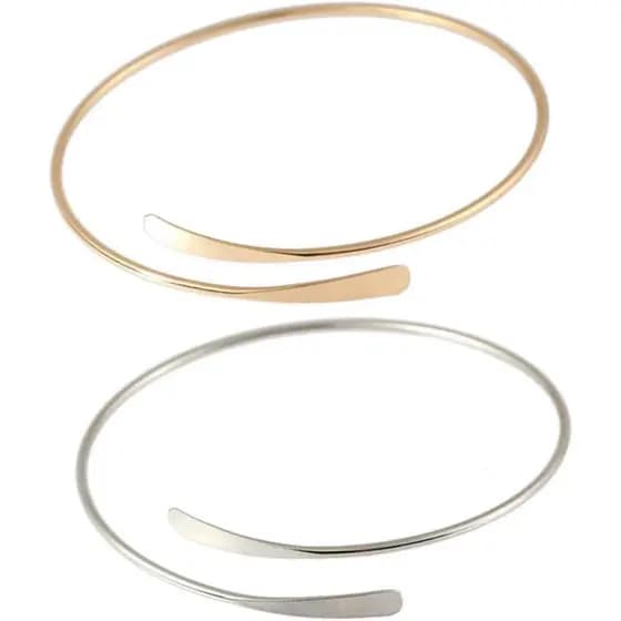 2 peças de pulseiras de punho abertas ajustáveis em ouro e prata, conjunto de pulseiras de amizade para mulheres