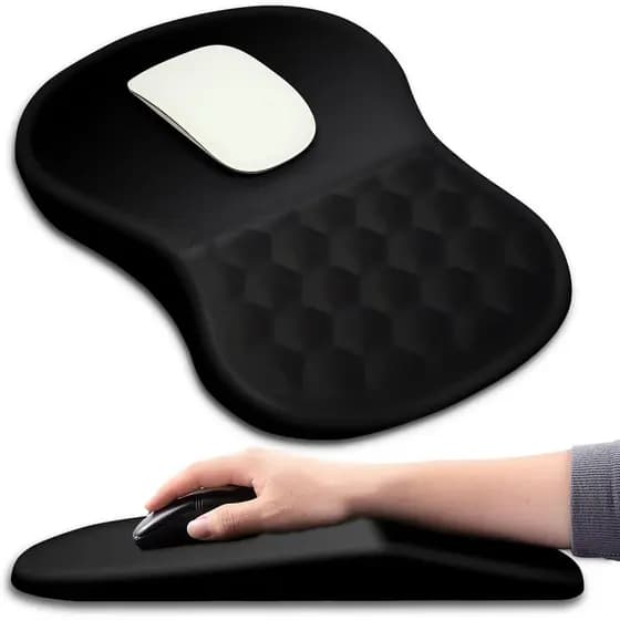 Hokafenle Mouse Pad Ergonômico com Suporte para o Pulso e Design de Massagem, Almofada para Alívio da Dor no Pulso com E