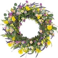 Guirlandas de Primavera J'FLORU para Porta de Entrada, Guirlanda Artificial de Verão de 22 Polegadas com Margaridas e La