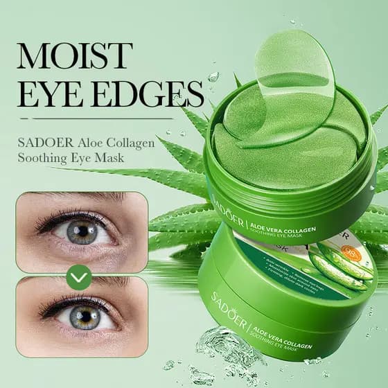 [Estoque pronto] SADOER Aloe Vera Colágeno Calmante Máscara para os Olhos Hidratante Hidratante Olhos Secos Máscara para