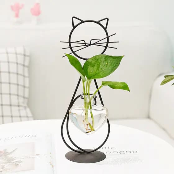 [Estoque pronto] Vaso de arranjo de flores hidropônico de ferro para gatos simples Casa criativa Sala de estar Sala de j