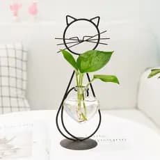 [Estoque pronto] Vaso de arranjo de flores hidropônico de ferro para gatos simples Casa criativa Sala de estar Sala de j