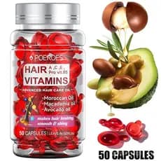Cápsulas de Óleo Capilar POEROES50 com Óleo de Argan, Óleo Marroquino - Vitaminas Capilares ACE Pro B5 - Sé