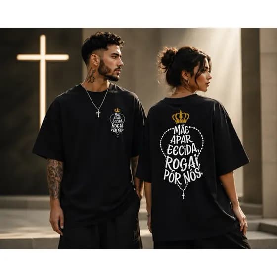 Roupa Religiosa Oversized 100% Algodão Streetwear Estampa Premium Unissex Católica Fashion