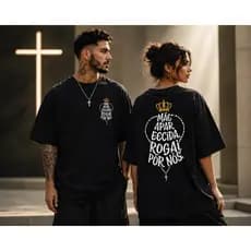Roupa Religiosa Oversized 100% Algodão Streetwear Estampa Premium Unissex Católica Fashion