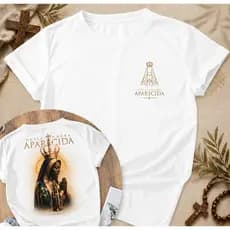 Camiseta Católica Nossa Senhora Aparecida Unissex Alta Qualidade 100% Algodão Estampa Premium Conforto Igreja