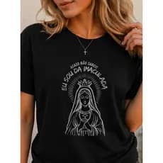 Camiseta Católica Imaculada Maria Fé Cristã Estampa Premium 100% Algodão Conforto e Estilo