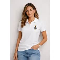 Camiseta Polo Feminina Nossa Senhora Aparecida DTF Premium 100% Algodão Estampa Religiosa Moderna
