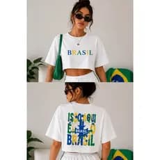 Cropped Brasil Feminino Copa Do Mundo Roupa Para Torcer Estilo Pinterest Trendy Casual