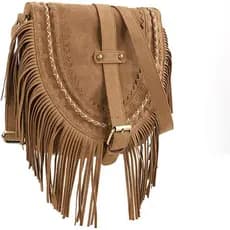 Bolsa Transversal Boho com Franjas, Bolsa de Ombro, Bolsa de Mão, Bolsas Transversais de Camurça Sintética para Mulheres