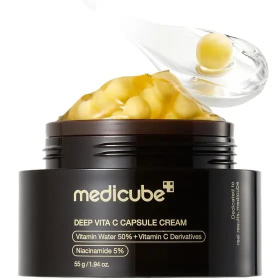 medicube Deep Vitamin C Golden Capsule Hidratante Facial com Cápsulas Lipossomais para Antienvelhecimento, Luminosidade,