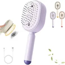 Escova de Vapor Elétrica, Escova Alisadora de Cabelo Recarregável com Pente Desembaraçador, Controle de Estilo e Antifri