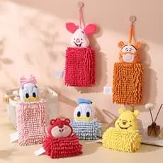 [Estoque pronto] Toalha absorvente de cozinha de Chenille fofa de desenho animado autorizado genuíno, toalha de mão pend