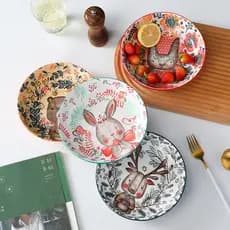[Estoque pronto] Prato de cerâmica de Animal de desenho animado japonês Restaurante Prato doméstico Prato de comida ocid