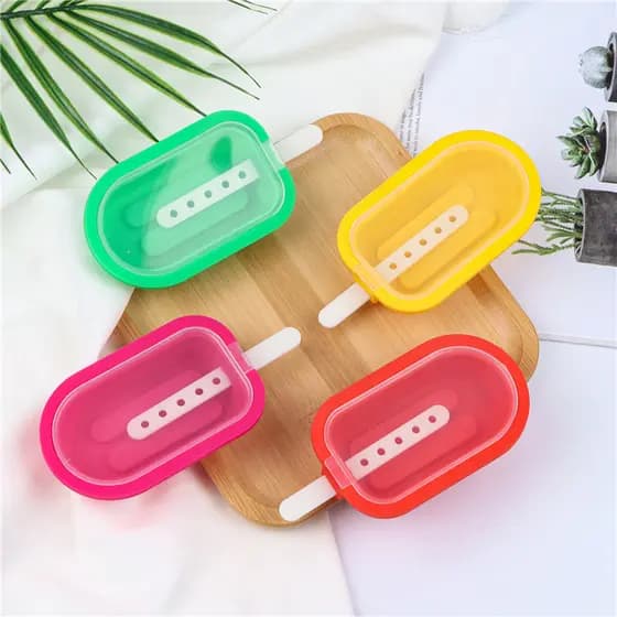 [Estoque pronto] Molde de sorvete de Silicone DIY sorvete de verão com tampa molde de picolé doméstico capacidade 65g mo