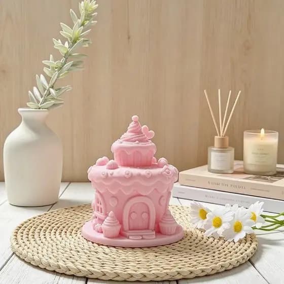 [Estoque pronto] Impressão 3d Novo Estilo Menina Rosa Bonito Bolo Casa Tendas Decorações de Interiores de Casa Presentes