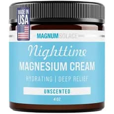 Loção de Magnésio Magnum Solace – Creme Hidratante Noturno para Aplicação em Pernas, Braços ou Peito - Produto Tópico Fa