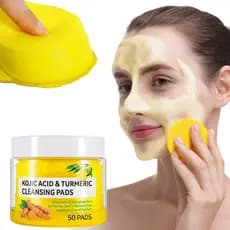 Discos de Limpeza Facial com Cúrcuma, Sabonete Iluminador com Cúrcuma - Esfoliante que Ajuda a Equilibrar a Pele. (50 Pe