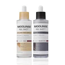 Peel Shot Glow Rice Ampoule Duo, Esfoliante de Arroz Branco e Preto para Rosto e Corpo, Esfoliante Facial, Refinador de
