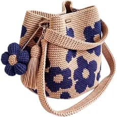 2027 Nova Bolsa de Crochê Floral Feita à Mão, Bolsa de Flores Tricotada, Estilo Boêmio, Bolsa de Praia, Bolsa Transversa
