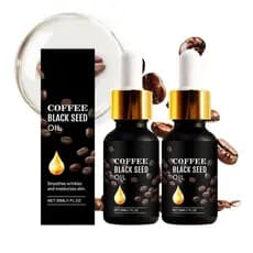 O óleo de grão de café preto é usado para o rosto e corpo. O óleo facial de grão de café contém cafeína e hidratantes na