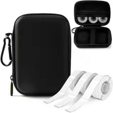 Phomemo D30 D35 Etiquetadora com Estojo Preto e 3 Rolos de Fitas Adesivas Brancas, Bolsa de Armazenamento Impermeável co