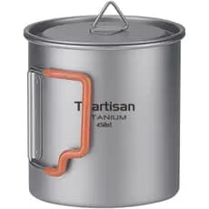 Panela de Camping em Titânio Ultralight, Caneca de Titânio 450ML, Panela de Titânio para Camping com Alças Dobráveis e T