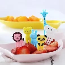 Kit 10 Mini Garfinhos Infantis Petiscos Animais Coloridos Ideal para Frutas e Sobremesas Divertido