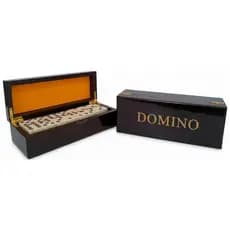 Jogo de Dominó Premium 28 Peças Caixa de Madeira Luxo Pedras Grossas Resistentes Ideal para Presente